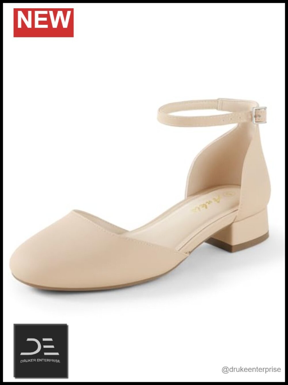 1 Inch Heel D'Orsay Closed Toe PU Pumps with Ankle Strap